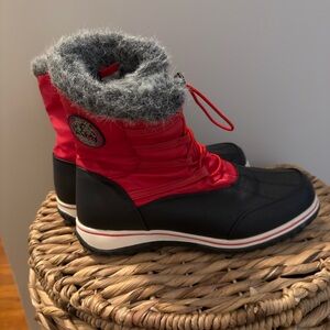 Women's Red and Black Winter Boots